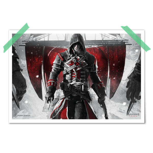 Assassins Creed Evil Red black white epic revolution poster